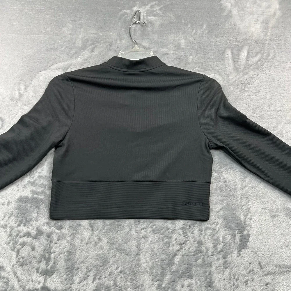 Nike Quarter-Zip Cropped Top Womens Large Black Pink Dri-FIT Ribbed Since 1972